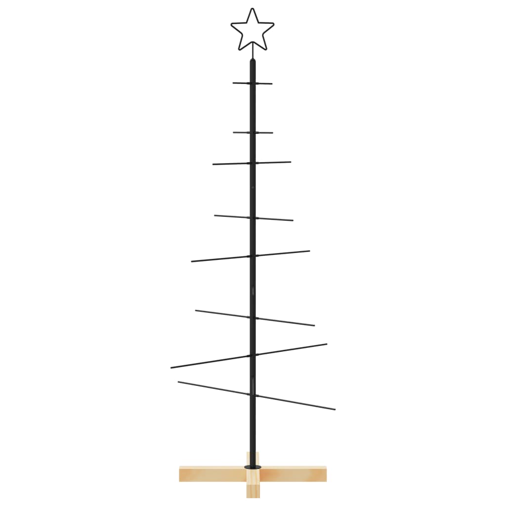 Vidaxl Christmas Decoration Tree de Noël avec base en bois 120 cm en métal noir