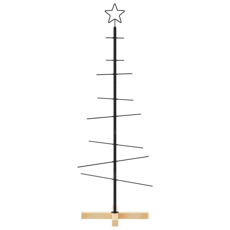 Vidaxl Christmas Decoration Tree de Noël avec base en bois 120 cm en métal noir