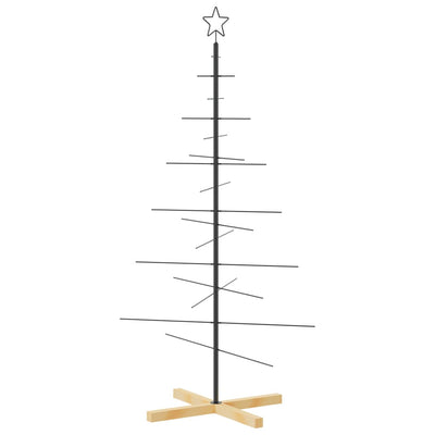 VidaXL décoration de Noël sapin de Noël avec socle en bois 150 cm métal noir