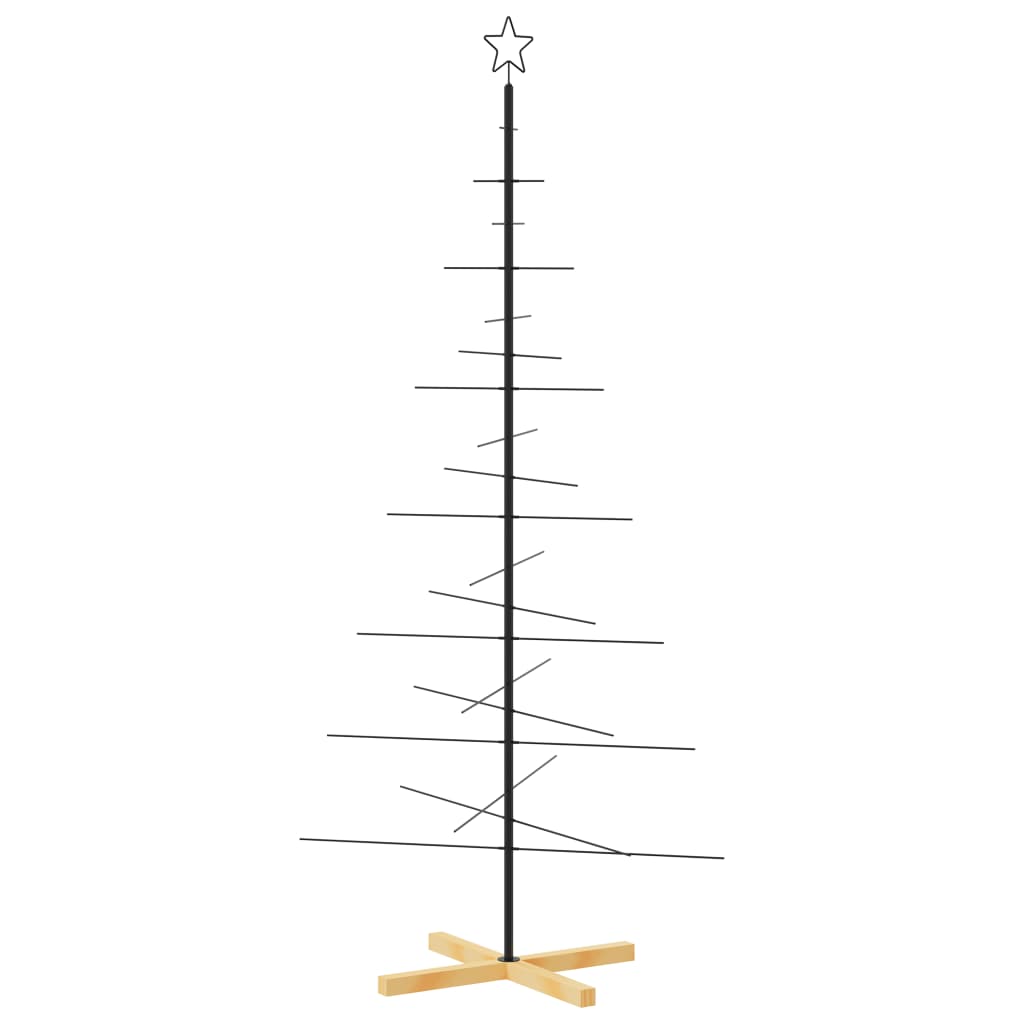 Vidaxx décoration de Noël sapin de Noël avec socle en bois 180 cm métal noir