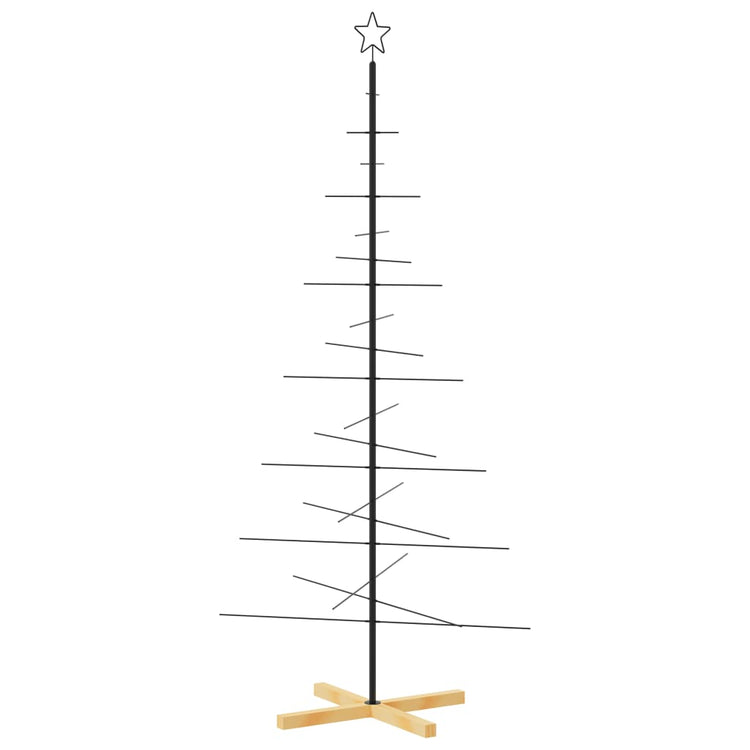Vidaxx décoration de Noël sapin de Noël avec socle en bois 180 cm métal noir