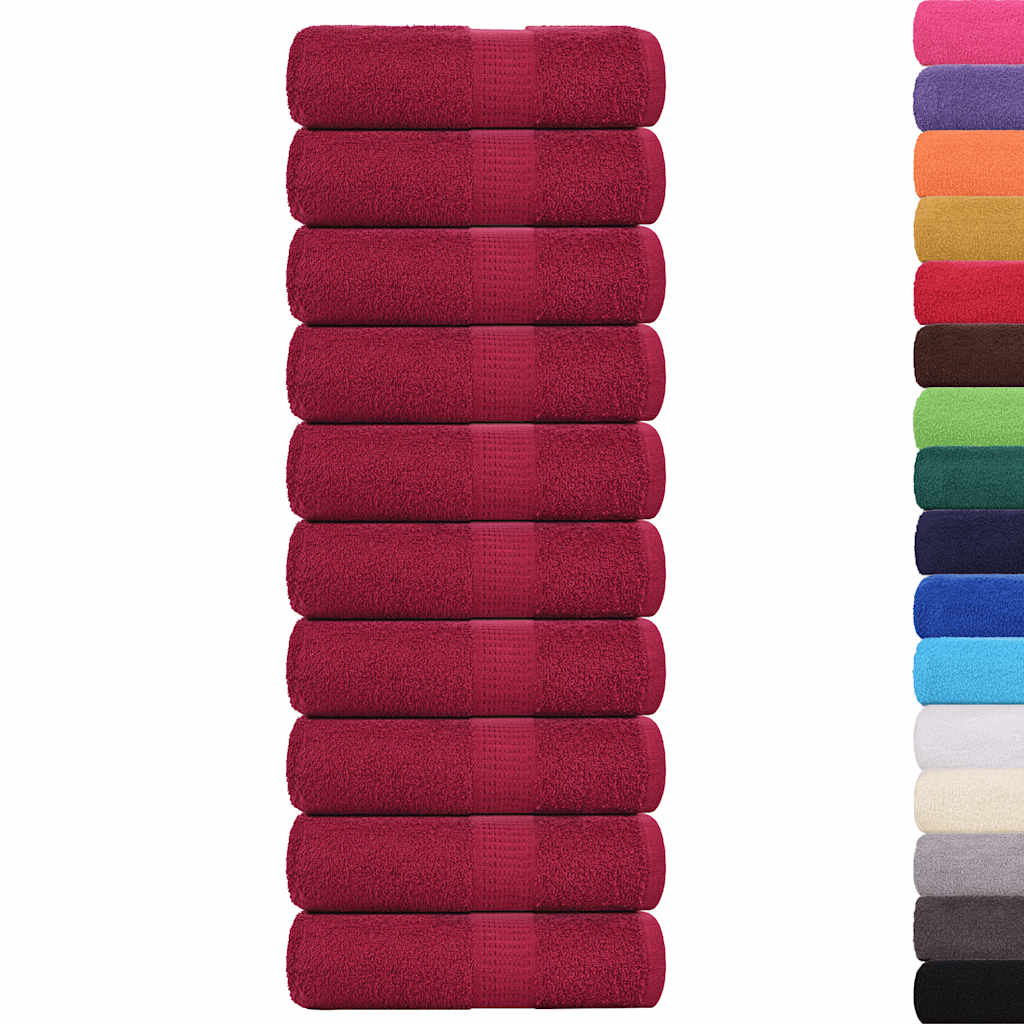 Vidaxl SOAP Wipes 10 ST 30X30 CM 360 G M² 100% coton Bourgogne rouge