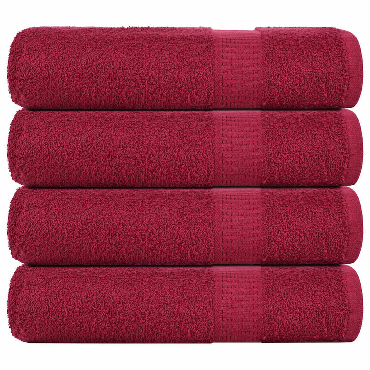 Serviettes de douche vidaxl 4 st 70x140cm 360g m² 100% coton rouge borgogne rouge