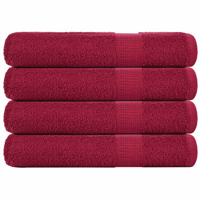 Serviettes de sauna vidaxl 4 ST 80x200 cm 360g m² 100% coton rouge bourgogne rouge