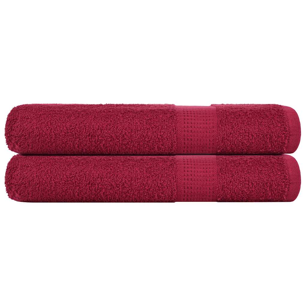 Serviettes vidaxl 2 ST 100x200 cm 360 g m² 100% coton rouge bourgogne rouge