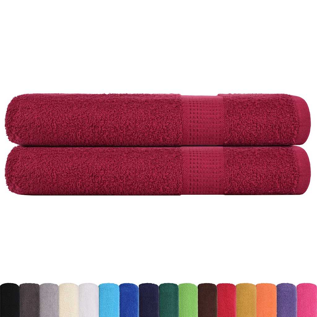 Serviettes vidaxl 2 ST 100x200 cm 360 g m² 100% coton rouge bourgogne rouge