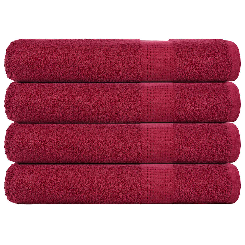 Serviettes vidaxl 4 pcs 100x200 cm 360 g m² 100% coton rouge bourgogne rouge