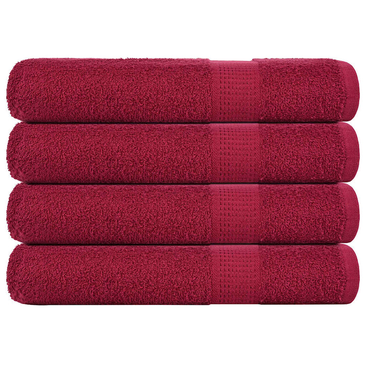 Serviettes vidaxl 4 pcs 100x200 cm 360 g m² 100% coton rouge bourgogne rouge