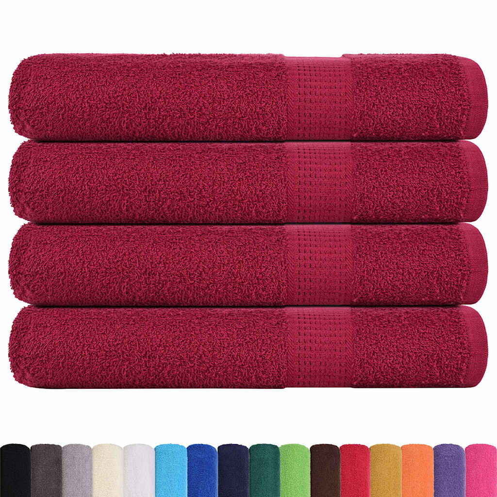 Serviettes vidaxl 4 pcs 100x200 cm 360 g m² 100% coton rouge bourgogne rouge