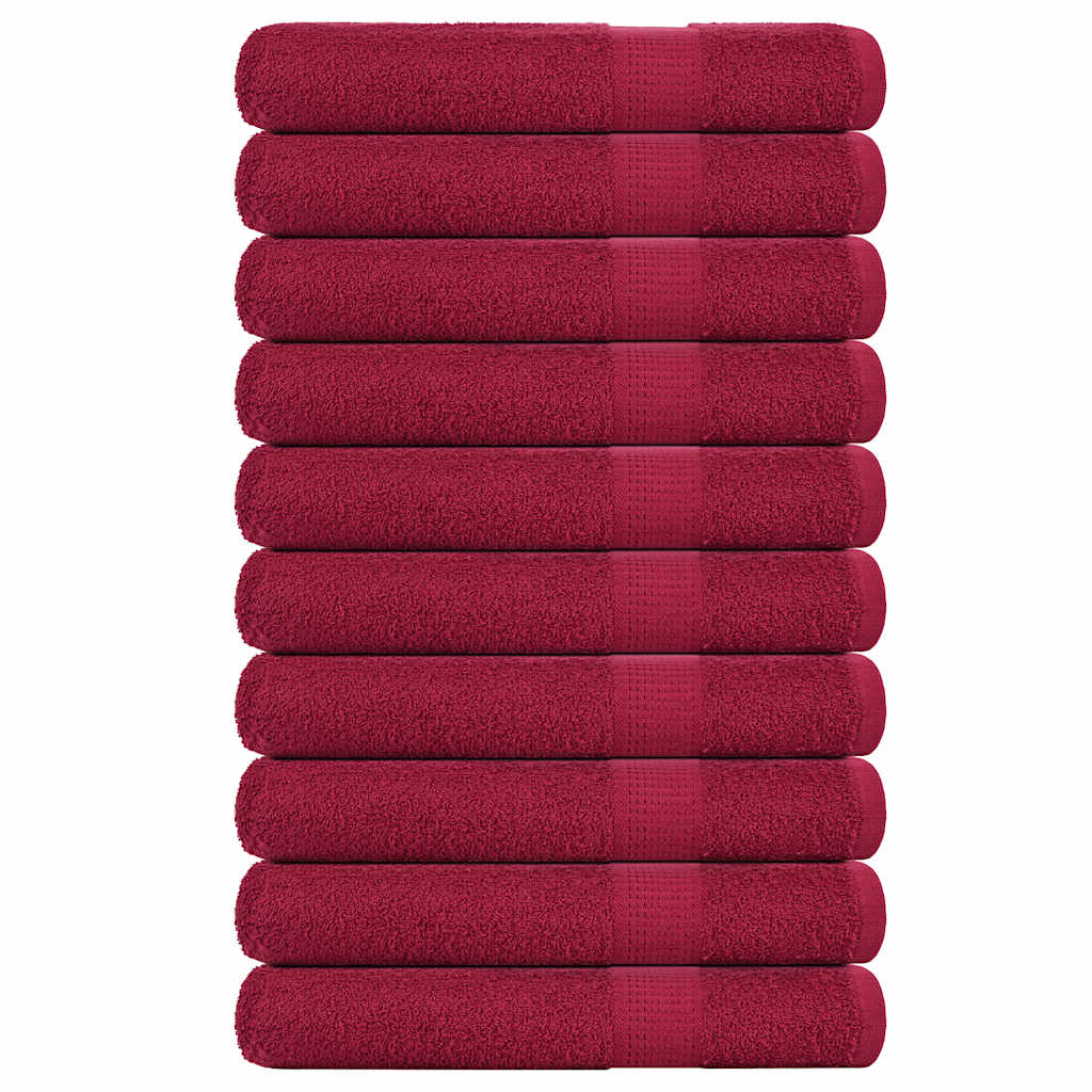 Serviettes vidaxl 10 pcs 100x200 cm 360 g m² 100% coton rouge bourgogne rouge