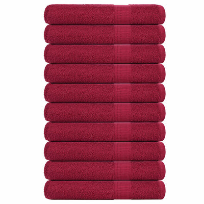 Serviettes vidaxl 10 pcs 100x200 cm 360 g m² 100% coton rouge bourgogne rouge