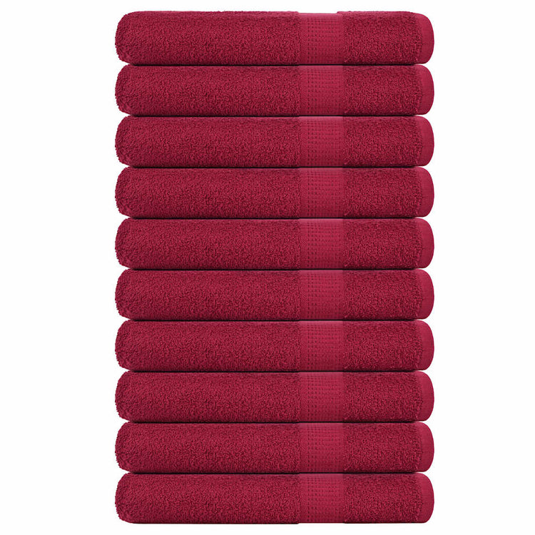 Serviettes vidaxl 10 pcs 100x200 cm 360 g m² 100% coton rouge bourgogne rouge
