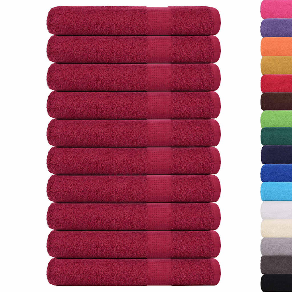 Serviettes vidaxl 10 pcs 100x200 cm 360 g m² 100% coton rouge bourgogne rouge
