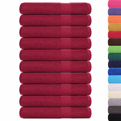Serviettes vidaxl 10 pcs 100x200 cm 360 g m² 100% coton rouge bourgogne rouge
