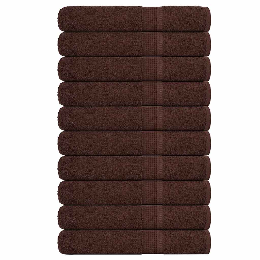 Serviettes vidaxl 10 pcs 100x200 cm 360 g m² 100% coton brun