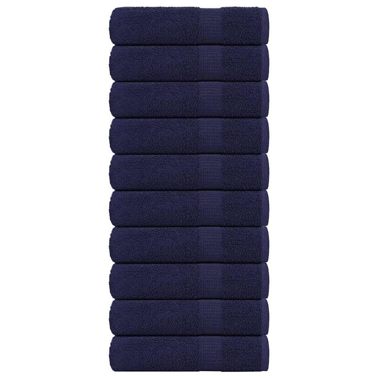 Serviettes de douche vidaxl 10 st 70x140cm 360g m² 100% coton bleu marine