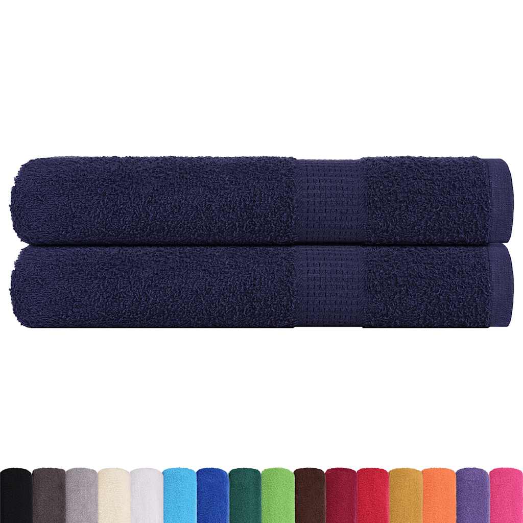 Serviettes vidaxl 2 pcs 100x200 cm 360 g m² 100% coton bleu marine