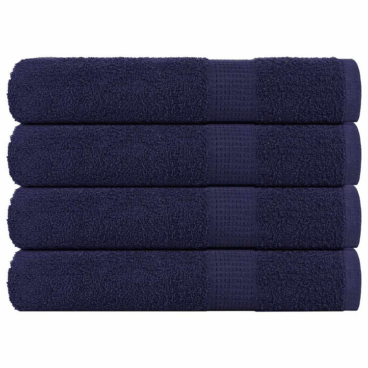 Serviettes vidaxl 4 pcs 100x200 cm 360 g m² 100% coton bleu marine