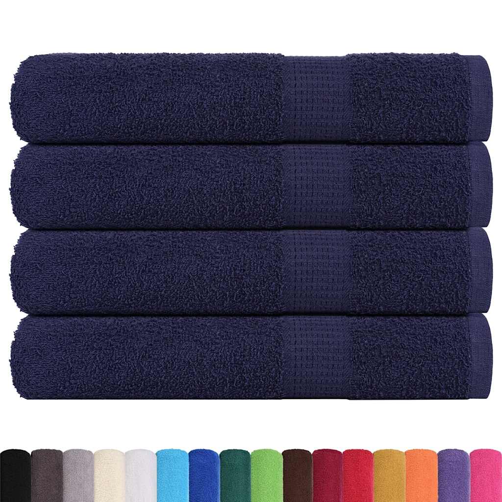 Serviettes vidaxl 4 pcs 100x200 cm 360 g m² 100% coton bleu marine