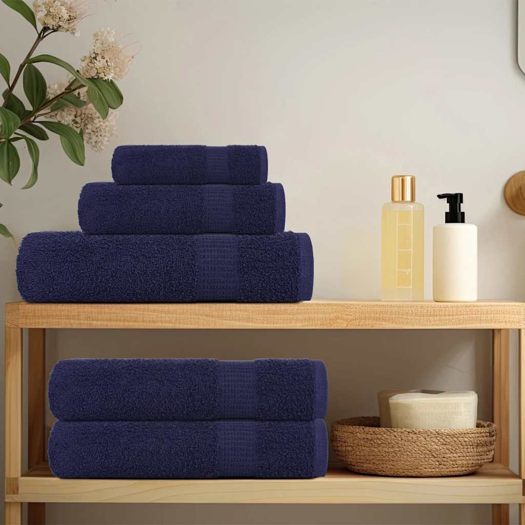 Serviettes vidaxl 4 pcs 100x200 cm 360 g m² 100% coton bleu marine
