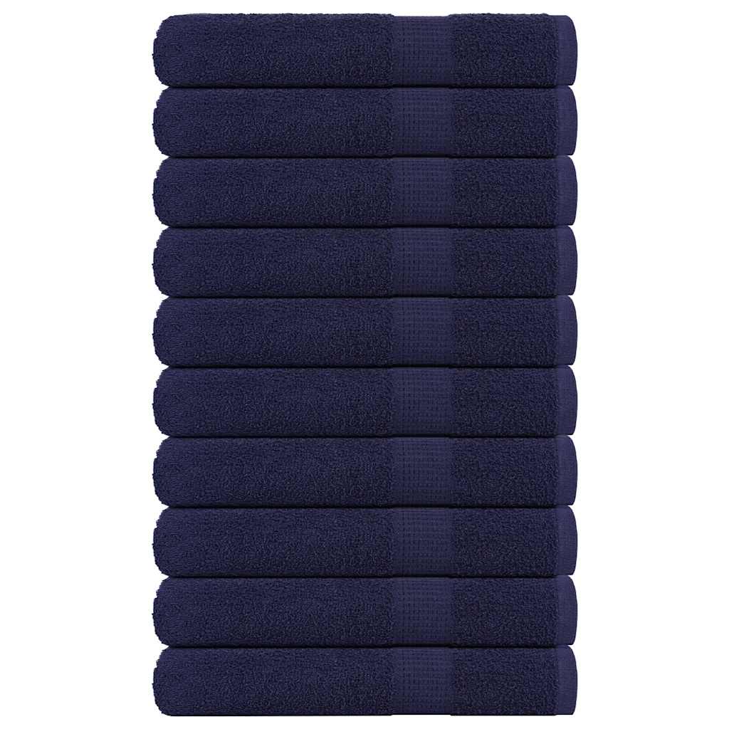 Serviettes vidaxl 10 pc 100x200 cm 360 g m² 100% coton bleu marine