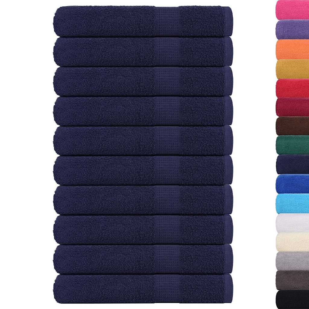 Serviettes vidaxl 10 pc 100x200 cm 360 g m² 100% coton bleu marine