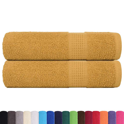 Serviettes vidaxl 2 ST 50x100 cm 360 g m² 100% coton or de couleur