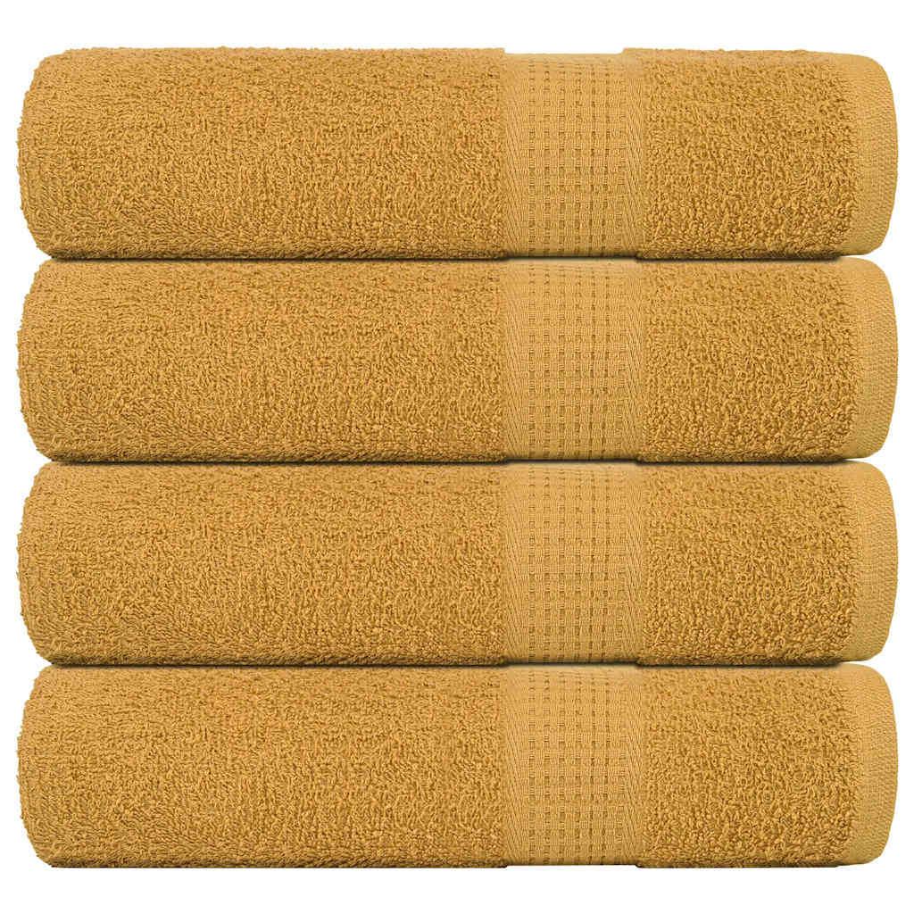 Serviettes vidaxl 4 ST 50x100 cm 360 g m² 100% coton or de couleur