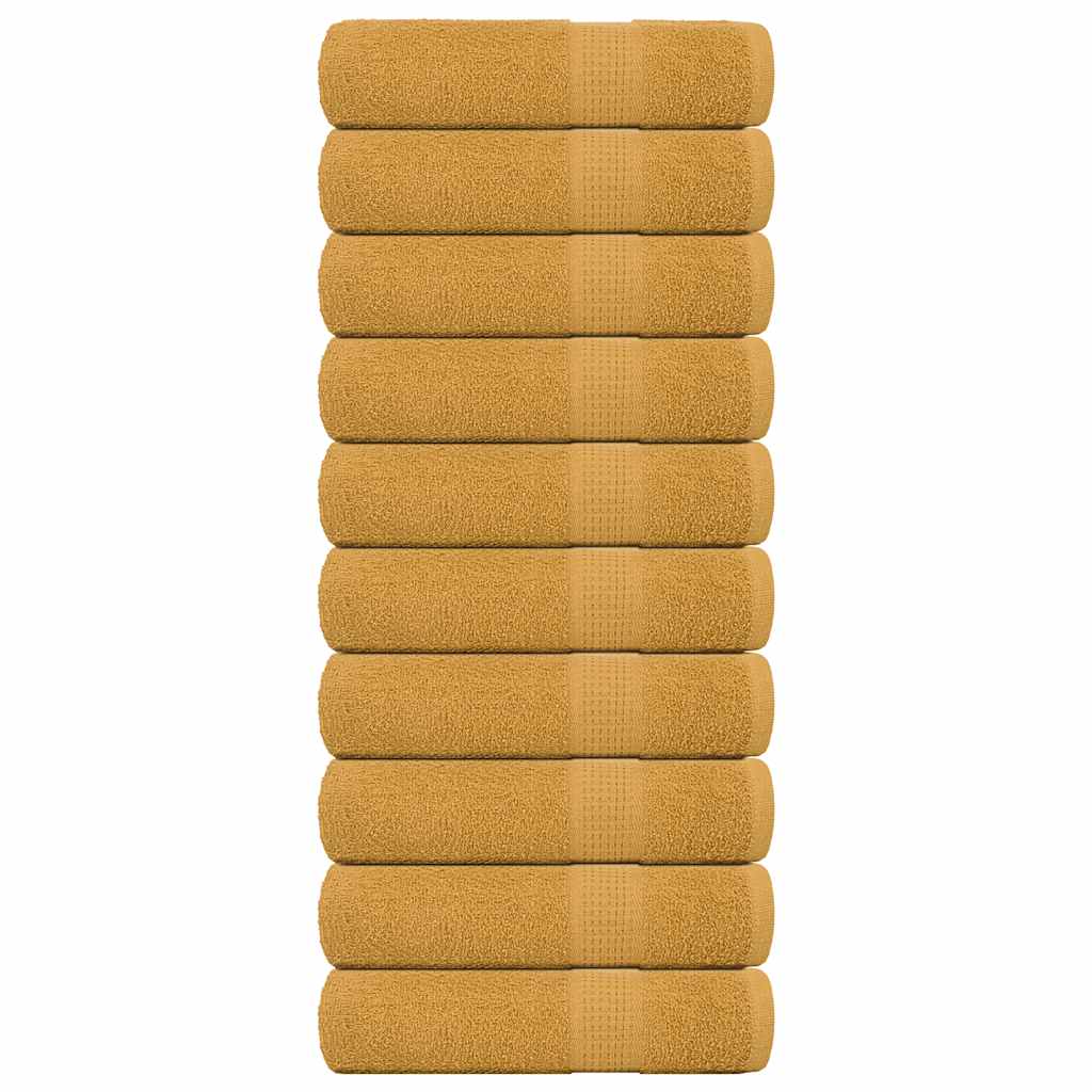 Serviettes vidaxl 10 ST 50x100 cm 360 g m² 100% coton or de couleur
