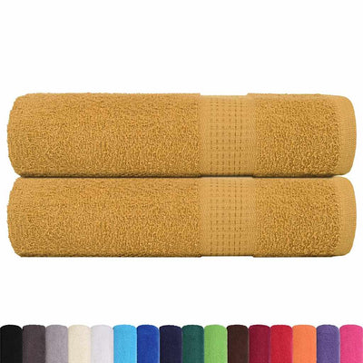 Serviettes de douche vidaxl 2 st 70x140cm 360 g m² 100% coton or de couleur