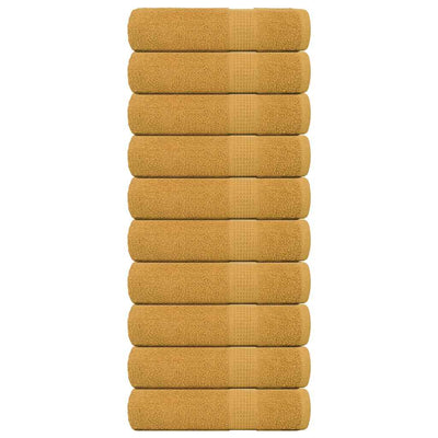 Serviettes de douche vidaxl 10 st 70x140cm 360g m² 100% coton or de couleur