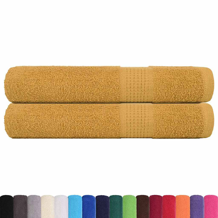 Serviettes vidaxl 2 pcs 100x200 cm 360 g m² 100% coton or de couleur