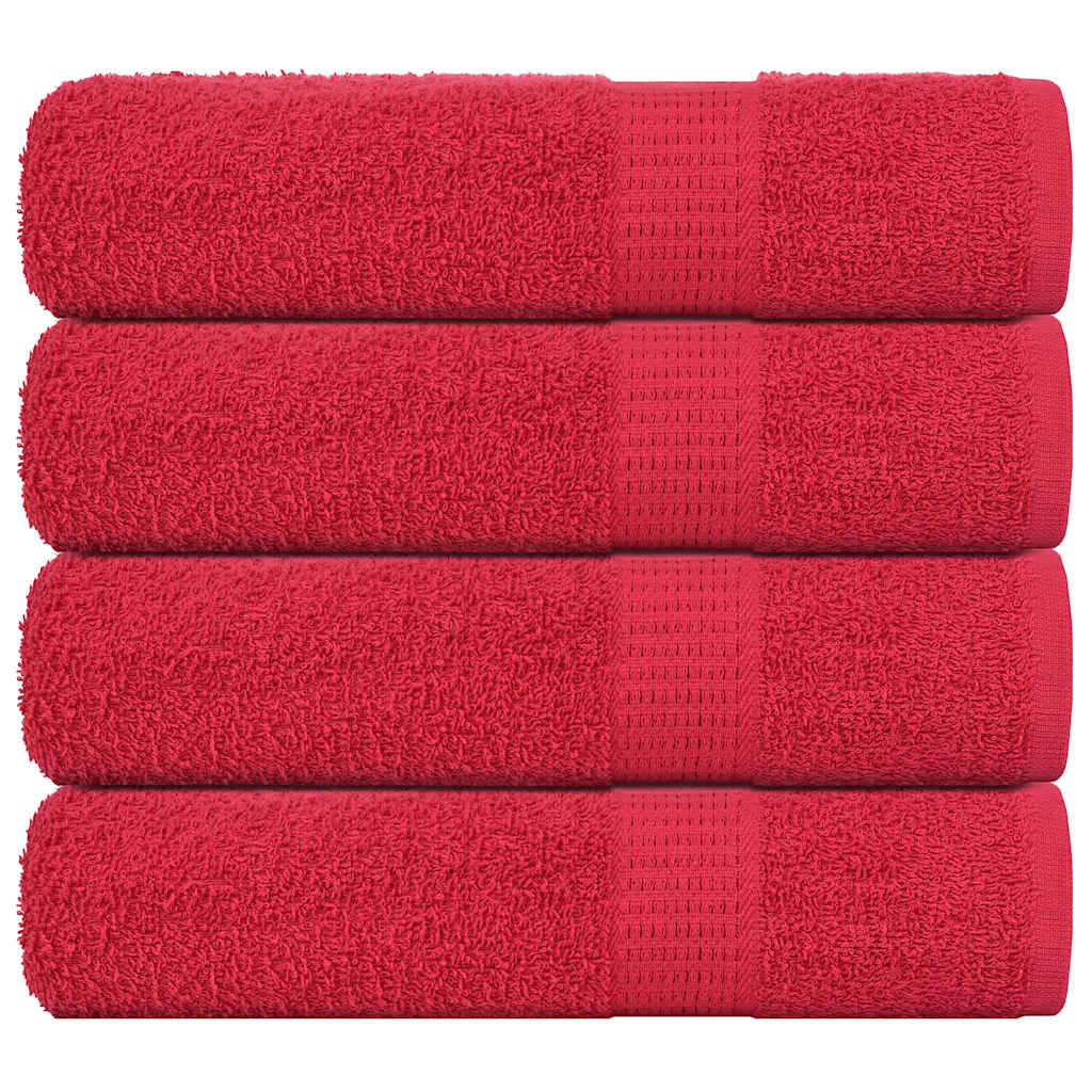 Serviettes de douche vidaxl 4 ST 70x140 cm 360 g m² 100% de coton rouge