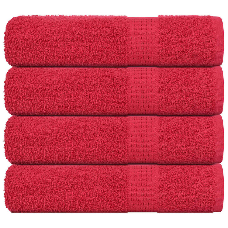 Serviettes de douche vidaxl 4 ST 70x140 cm 360 g m² 100% de coton rouge