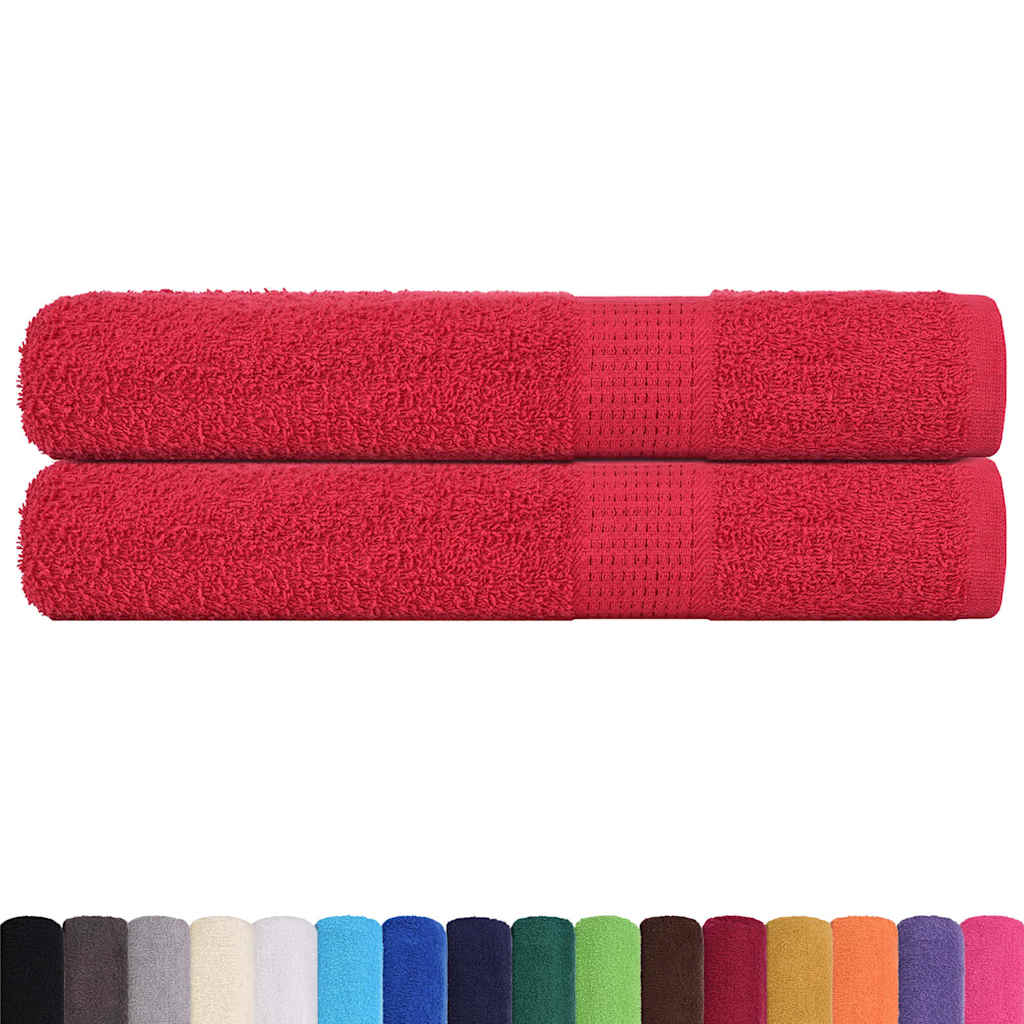 Serviettes vidaxl 2 pcs 100x200 cm 360 g m² 100% de coton rouge