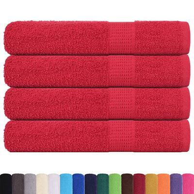 Serviettes vidaxl 4 ST 100x200 cm 360 g m² 100% de coton rouge