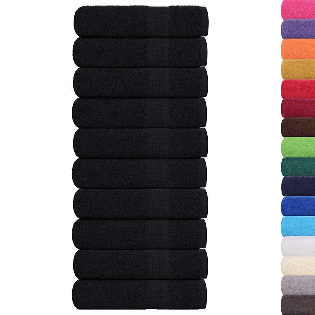 Serviettes vidaxl 10 ST 50x100 cm 360 g m² 100% coton noir