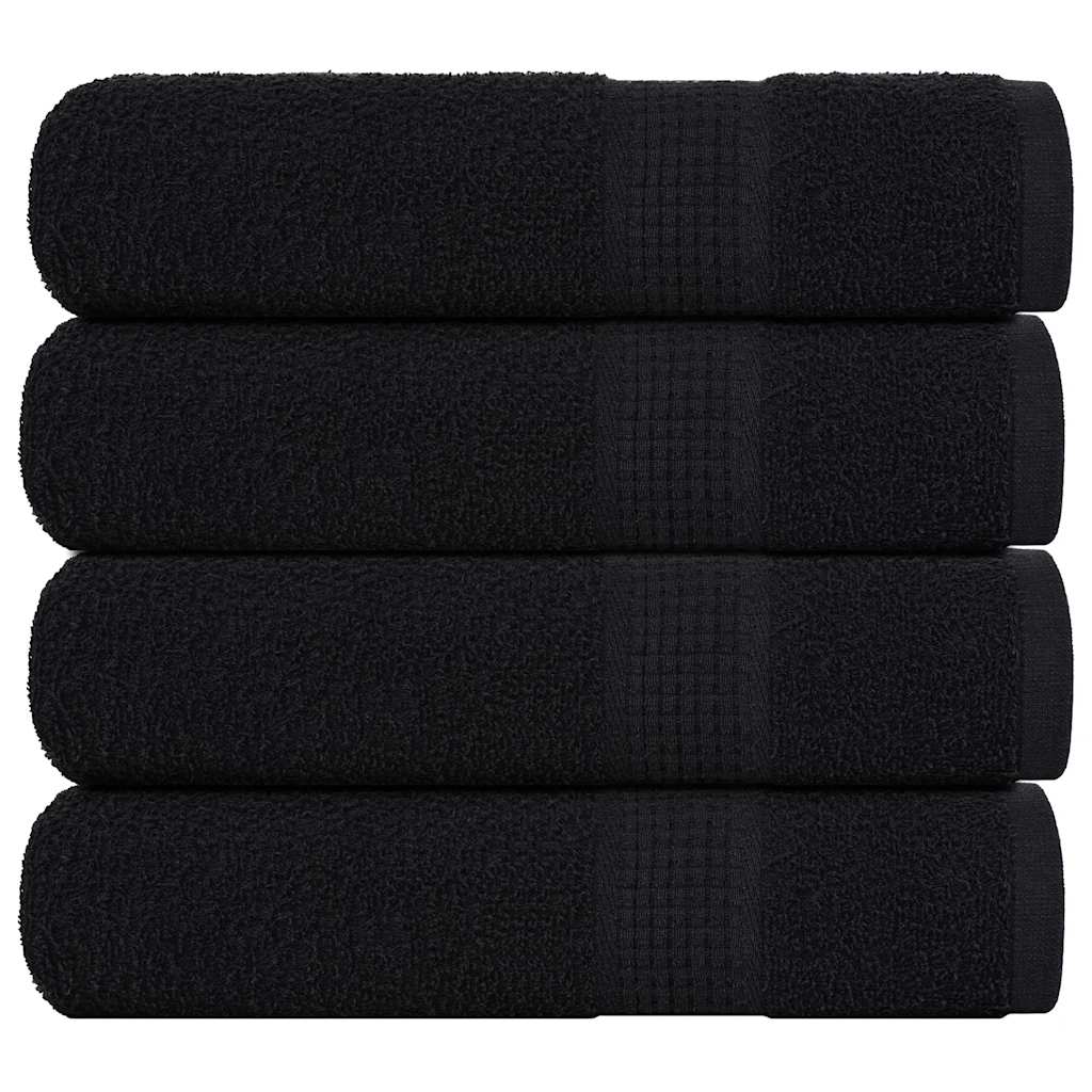 Serviettes de douche vidaxl 4 ST 70x140 cm 360 g m² 100% coton noir
