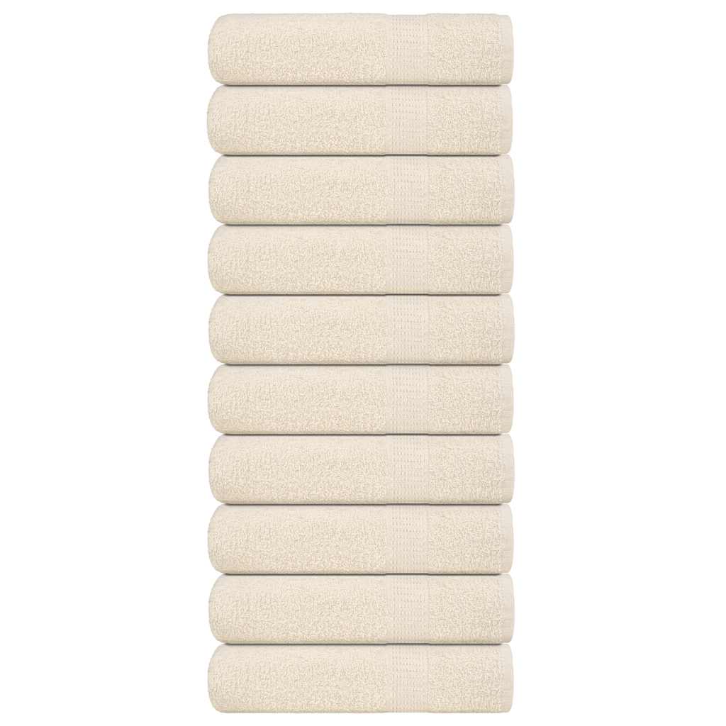 Serviettes de douche vidaxl 10 st 70x140 cm 360 g m² 100% coton crème