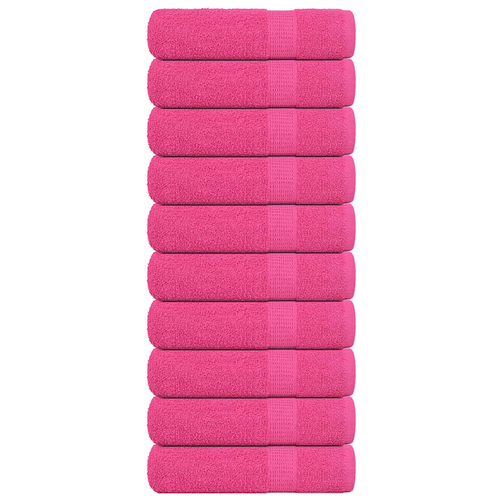 Serviettes de douche vidaxl 10 st 70x140 cm 360 g m² 100% coton rose