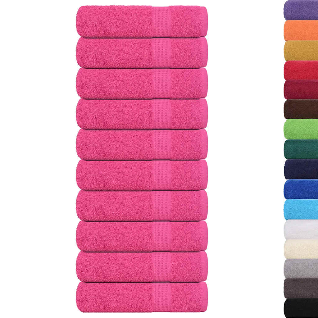 Serviettes de douche vidaxl 10 st 70x140 cm 360 g m² 100% coton rose