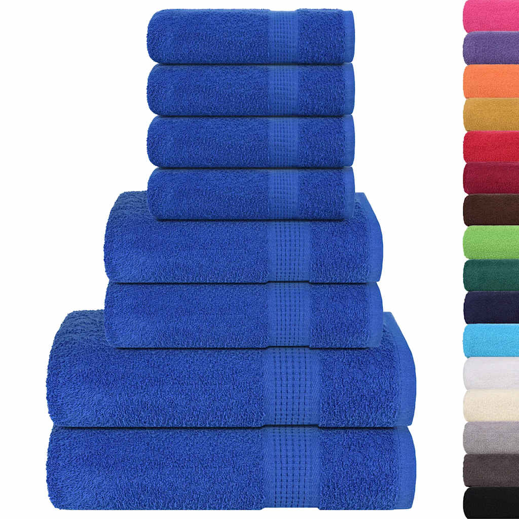 Ensemble de serviettes Vidaxl 8 pièces 360 g m² 100% coton bleu