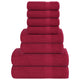 Ensemble de serviettes Vidaxl 8 pièces 360 g m² 100% coton Bourgogne rouge