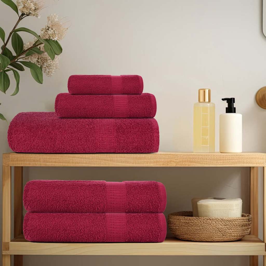 Ensemble de serviettes Vidaxl 8 pièces 360 g m² 100% coton Bourgogne rouge