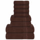 Ensemble de serviettes Vidaxl 8 pièces 360 g m² 100% coton brun
