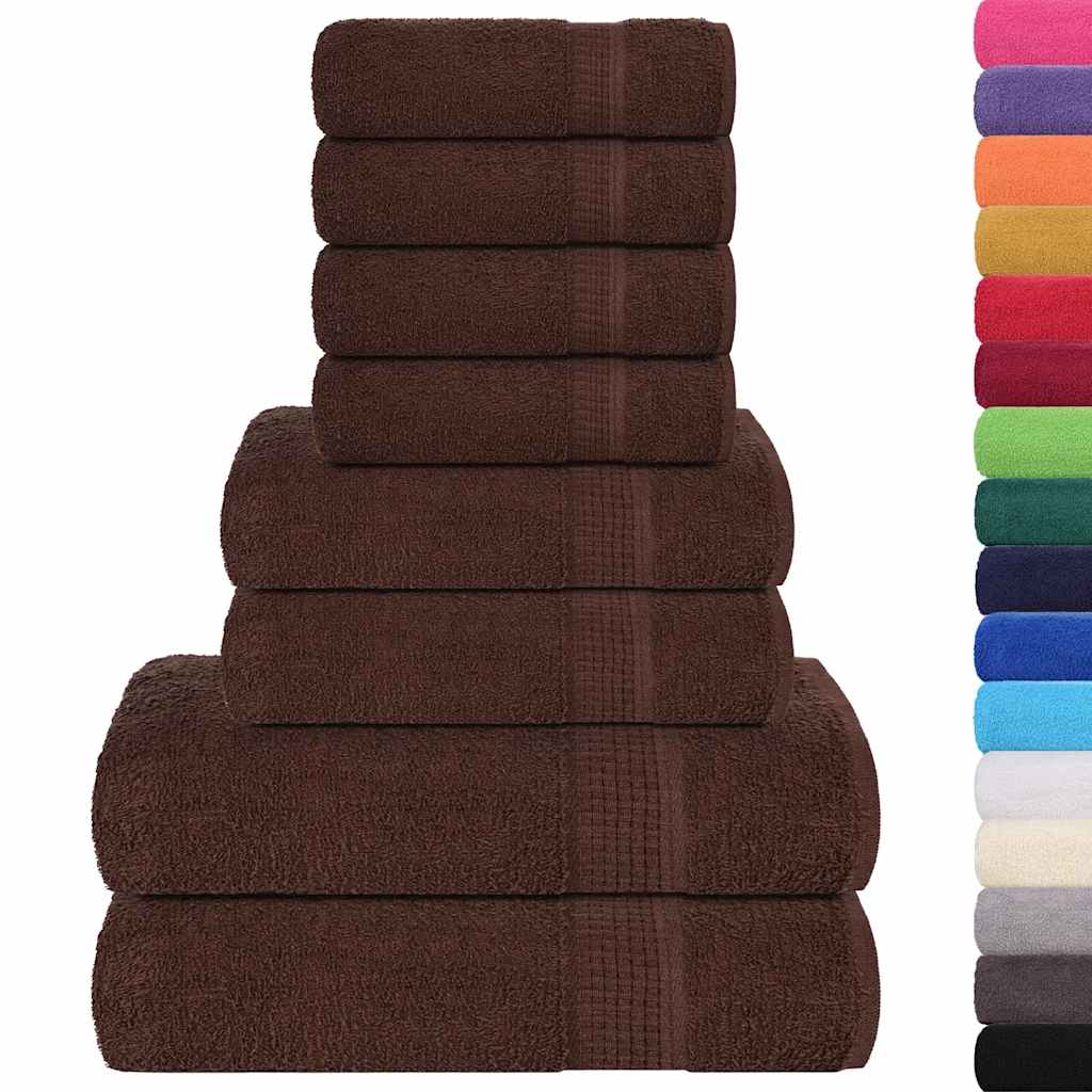 Ensemble de serviettes Vidaxl 8 pièces 360 g m² 100% coton brun