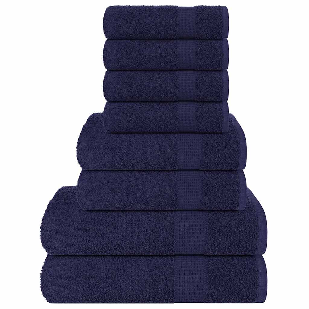 Ensemble de serviettes Vidaxl 8 pièces 360 g m² 100% Cotton Navy Bleu