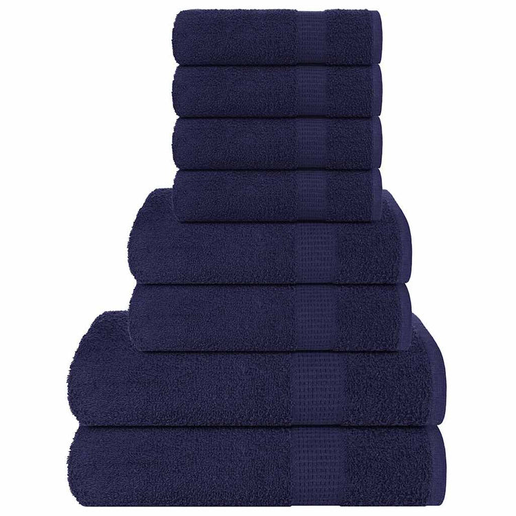 Ensemble de serviettes Vidaxl 8 pièces 360 g m² 100% Cotton Navy Bleu