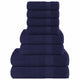Ensemble de serviettes Vidaxl 8 pièces 360 g m² 100% Cotton Navy Bleu