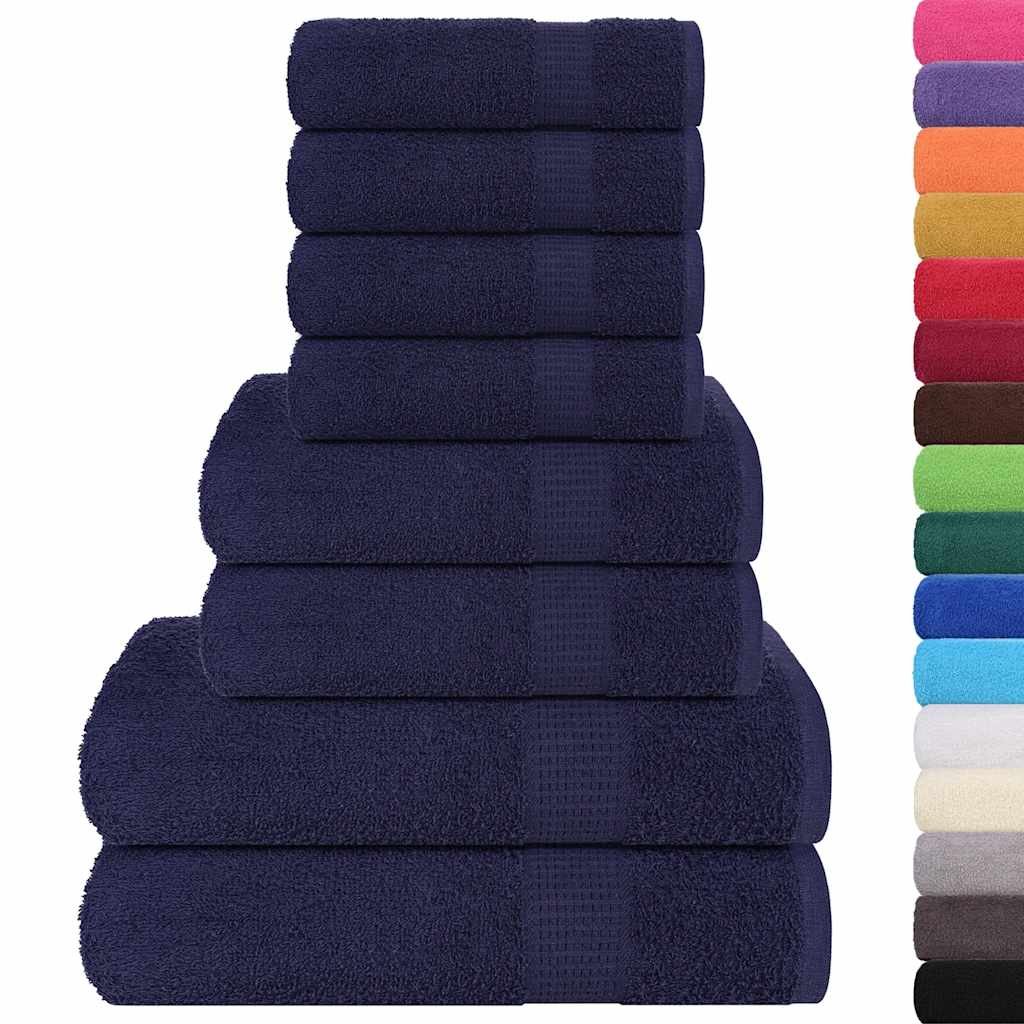 Ensemble de serviettes Vidaxl 8 pièces 360 g m² 100% Cotton Navy Bleu